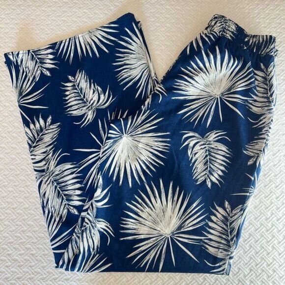 Vintage Dina Be Women’s Small Blue White Floral Wide Leg Pants Casual Comfort - Picture 1 of 8